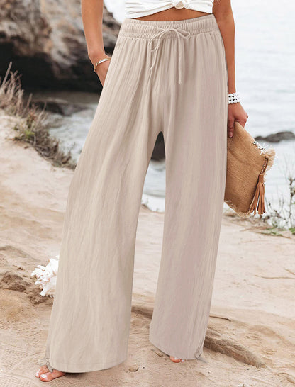 Wide-Leg Drawstring Pants