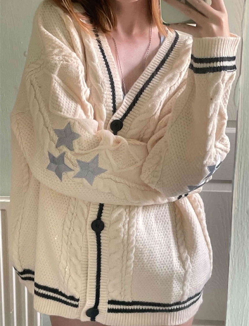 Star Cable Knit Cardigan