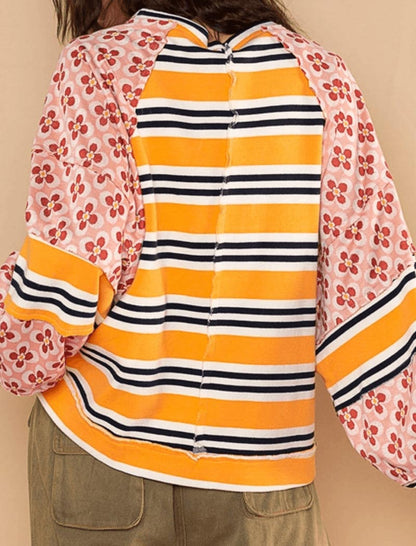 Patchwork Oversized Long-Sleeve Top