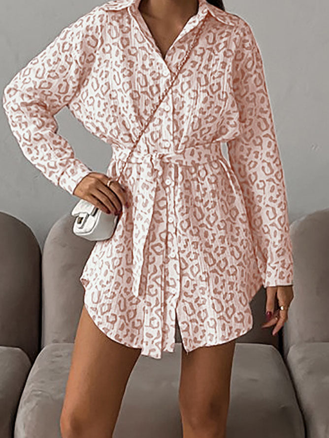 Leopard Print Long Sleeve Casual Shirt