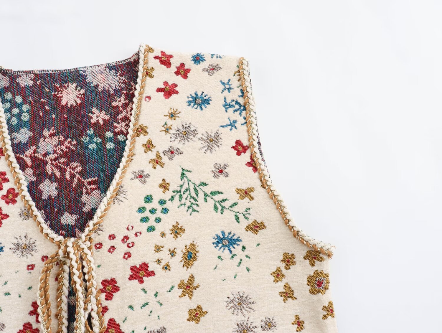 Cropped Floral Tie-Front Vest