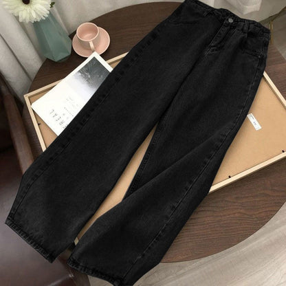High-Waisted Loose Fit Straight Leg Jeans
