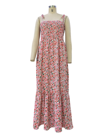 Floral Print Smocked Maxi Dress