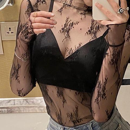 Sheer Lace Long Sleeve Top