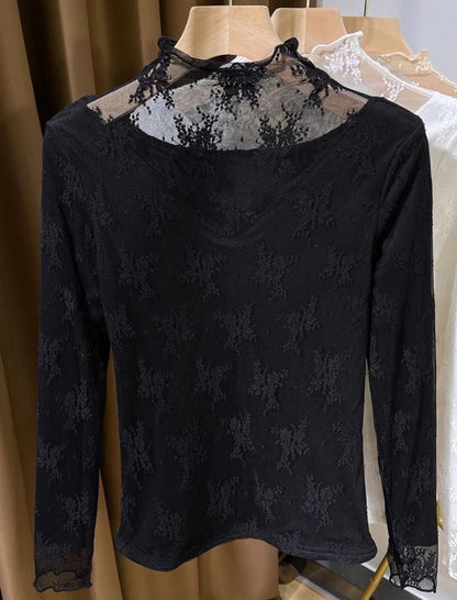 Floral Lace Mock Neck Top