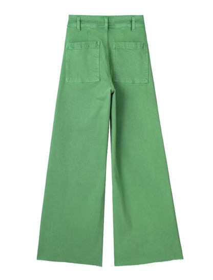 Wide-Leg Casual Denim Pants
