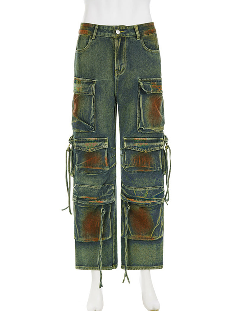 Loose-Fit Cargo Denim Pants