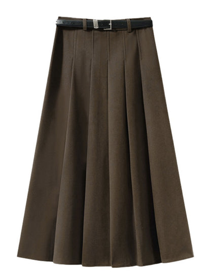 Pleated Midi Skirt with Belt Loops