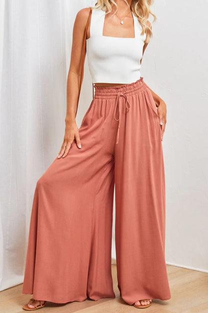 Wide-Leg Drawstring Pants