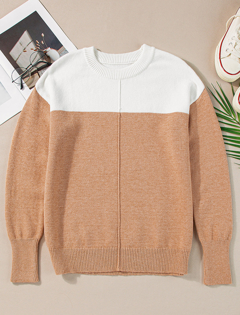 Color Block Casual Knit Sweater