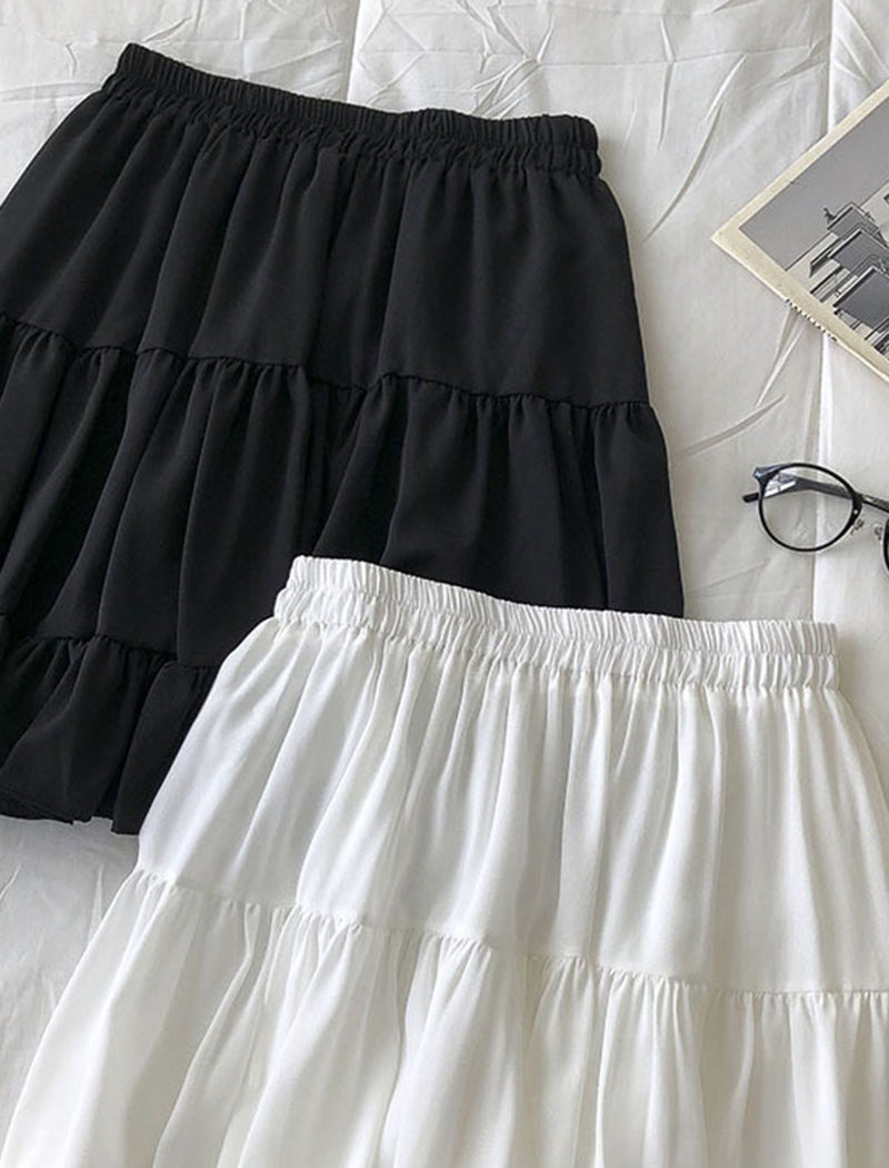 Elastic Waist Patchwork Skirt