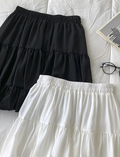 Elastic Waist Patchwork Skirt