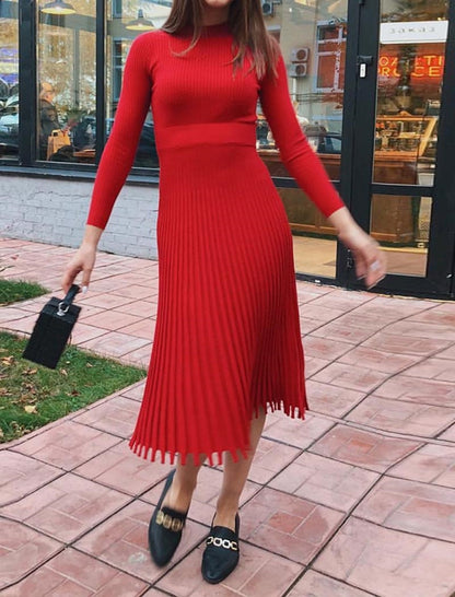 Pleated Knit Dress