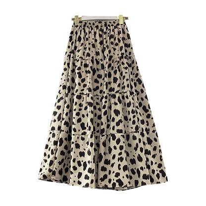 Tiered Leopard Print Midi Skirt