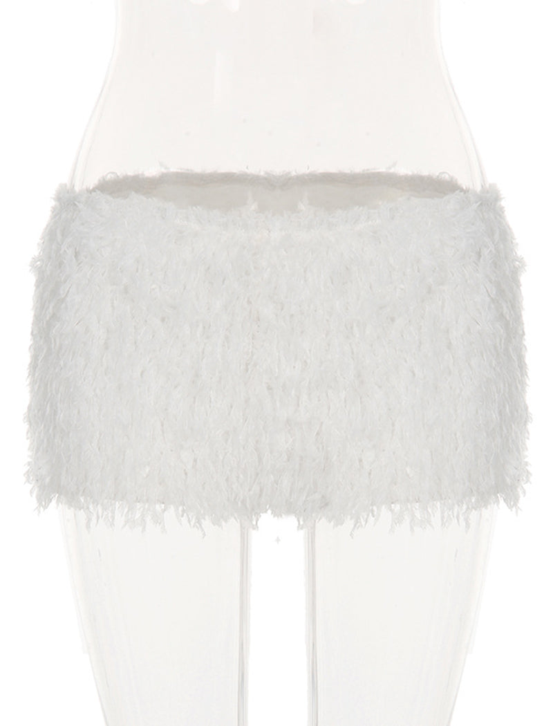 Solid Color Faux Fur Shorts