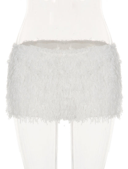 Solid Color Faux Fur Shorts