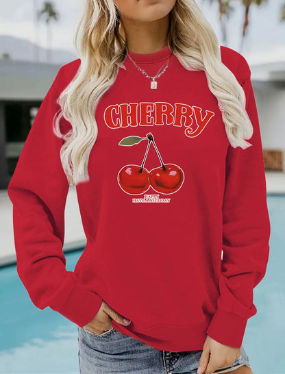 Cherry Print Crewneck Pullover