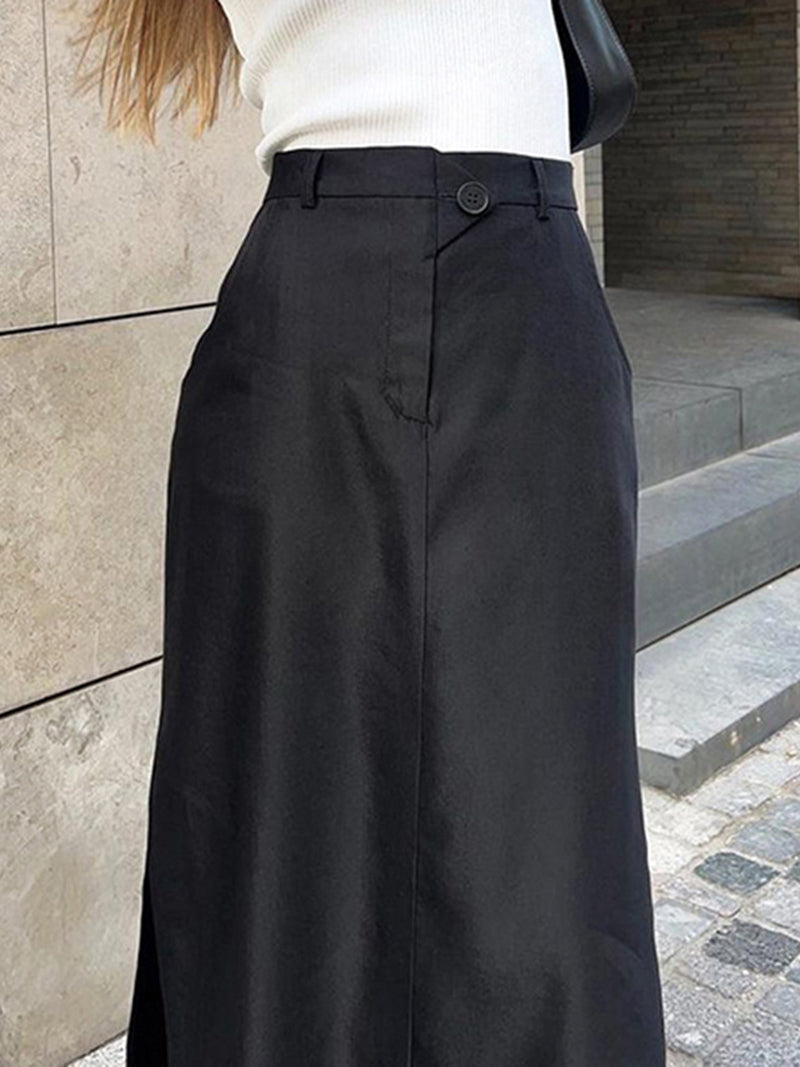 High-Waist Slit Maxi Skirt