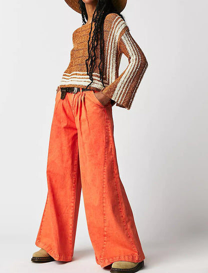 High-Waist Wide-Leg Casual Pants