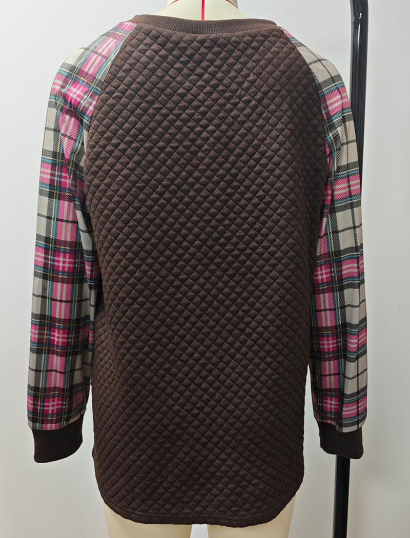 Colorblock Plaid Pullover