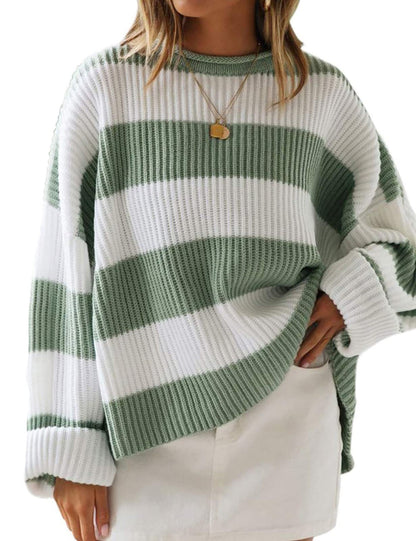 Striped Knit Pullover Sweater