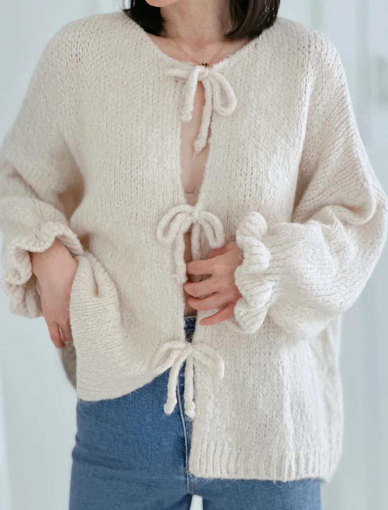 Tie-Front Knit Cardigan