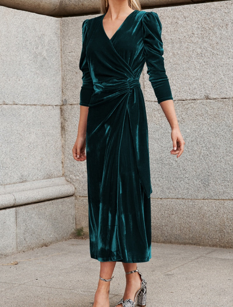 Velvet Wrap Maxi Dress