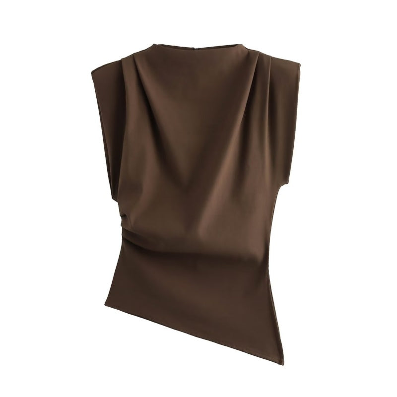 Asymmetric Draped Sleeveless Top