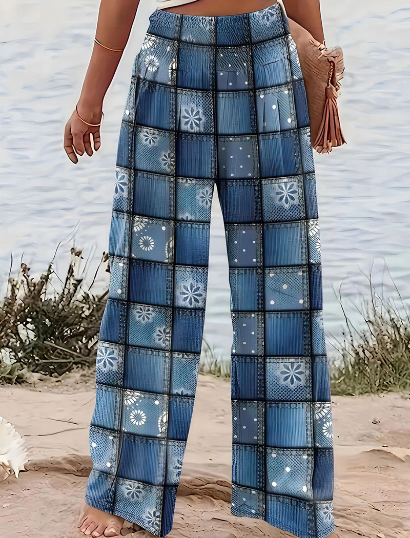 Patchwork Bohemian Wide-Leg Pants