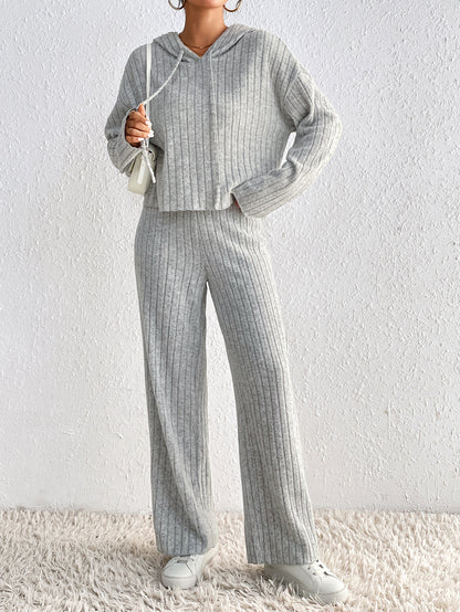 Ribbed Hoodie and Pants Set