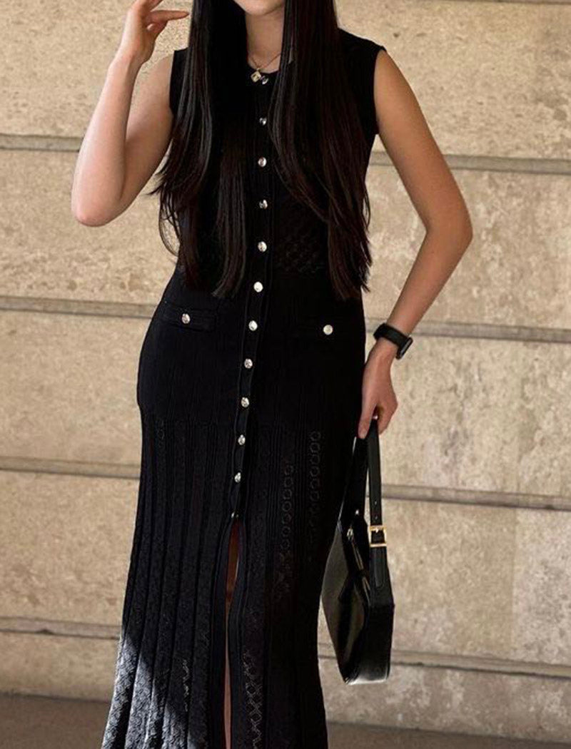 Button-Front Maxi Dress