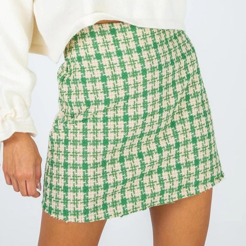 Tweed Mini Skirt with Structured Fit