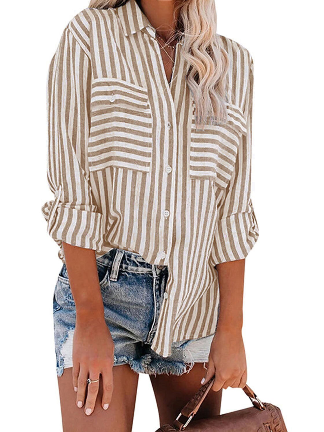 Striped Single-Breasted Long Sleeve Shirt