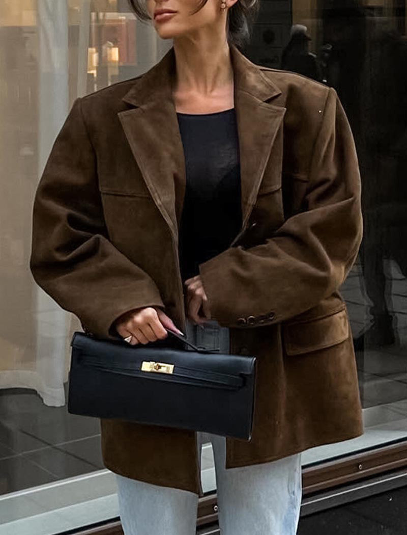 Oversized Faux Suede Blazer