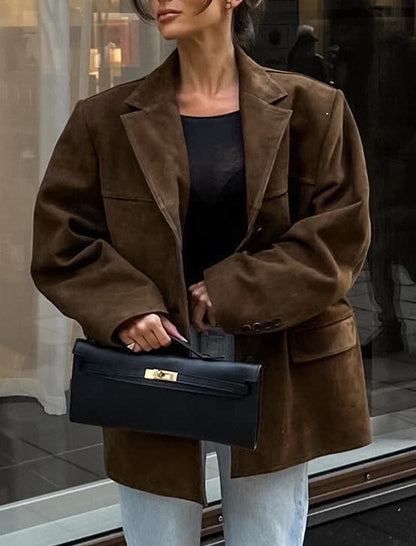 Oversized Faux Suede Blazer