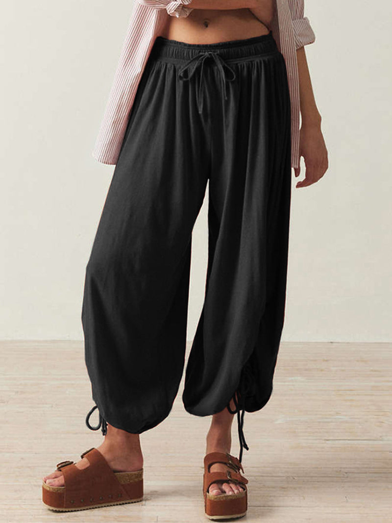 Solid Drawstring Pants