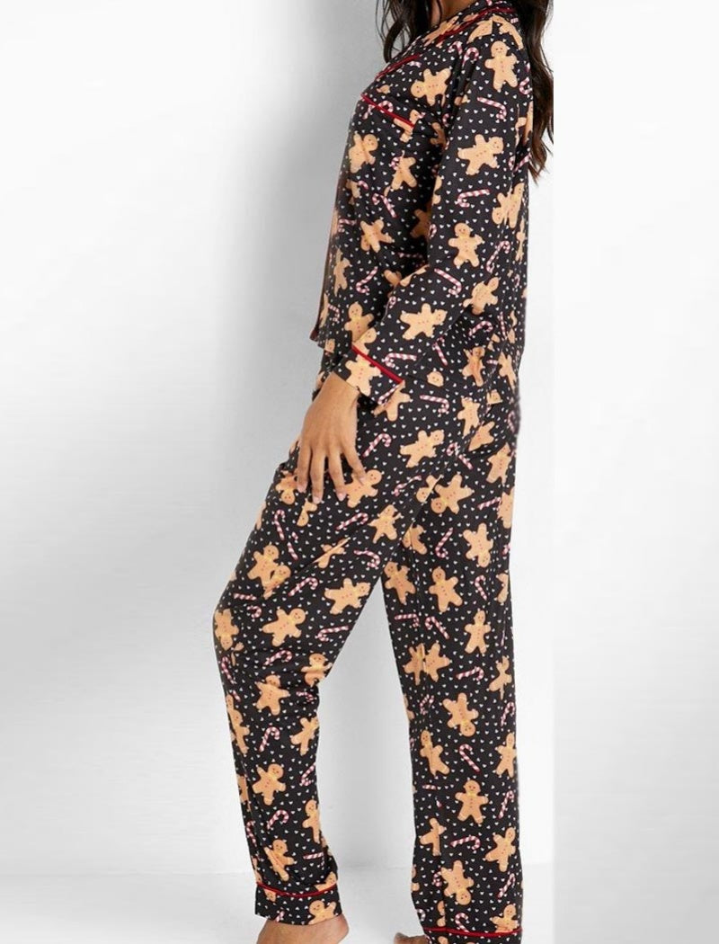 Gingerbread Print Pajama Set