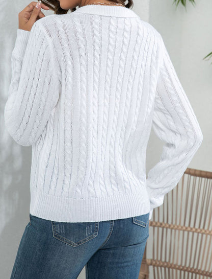 Oversized Collared Cable Knit Sweater