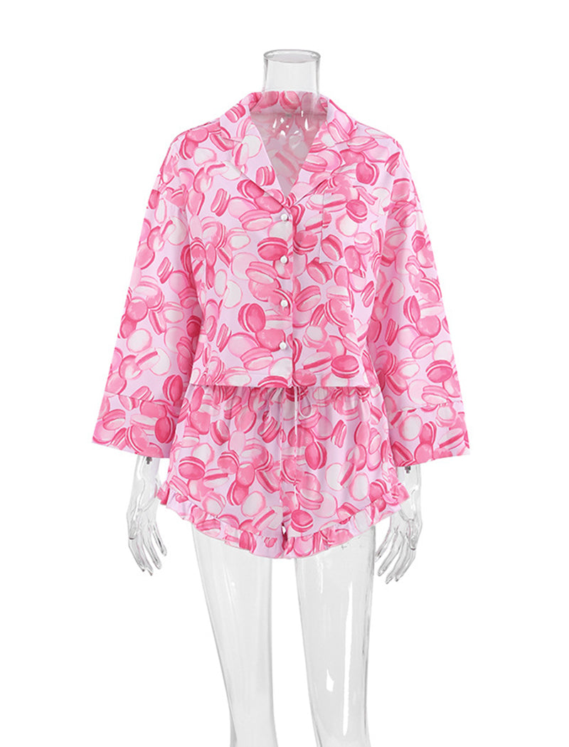 Ruffle-Trim Short Pajama Set