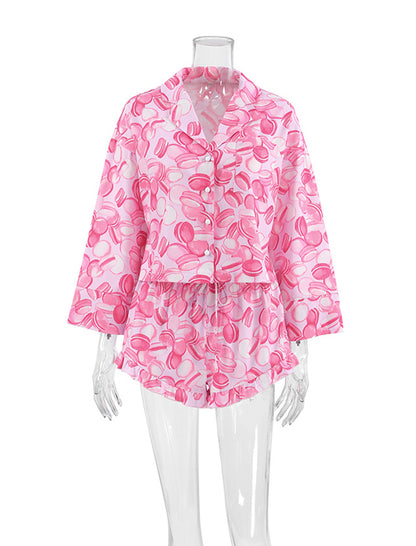 Ruffle-Trim Short Pajama Set