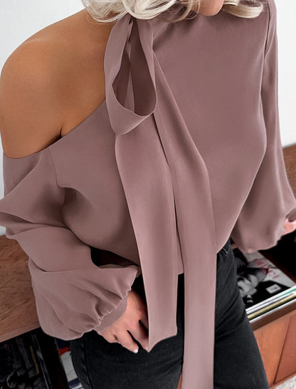 Off-Shoulder Long Sleeve Shirt