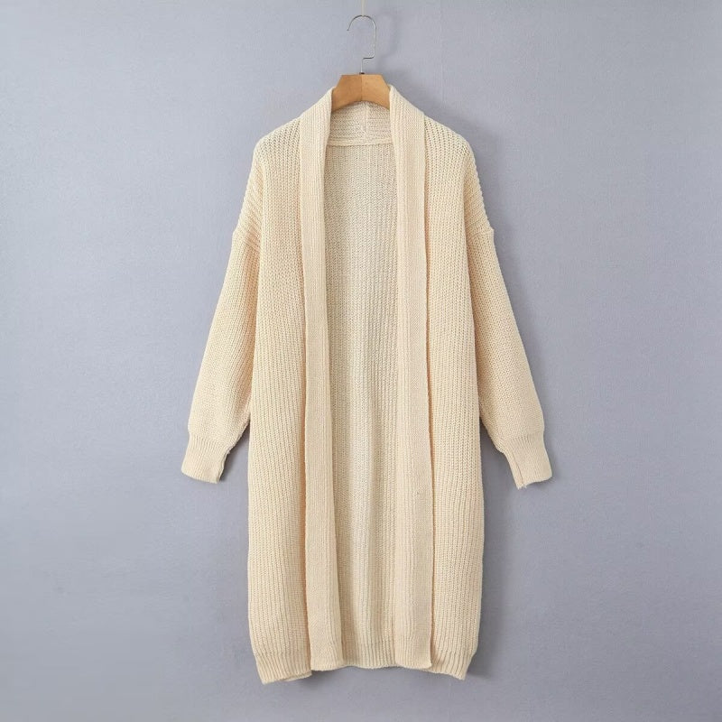 Open Front Ribbed Knit Cardigan