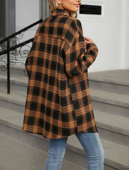 Plaid Tie-Front Button Shirt