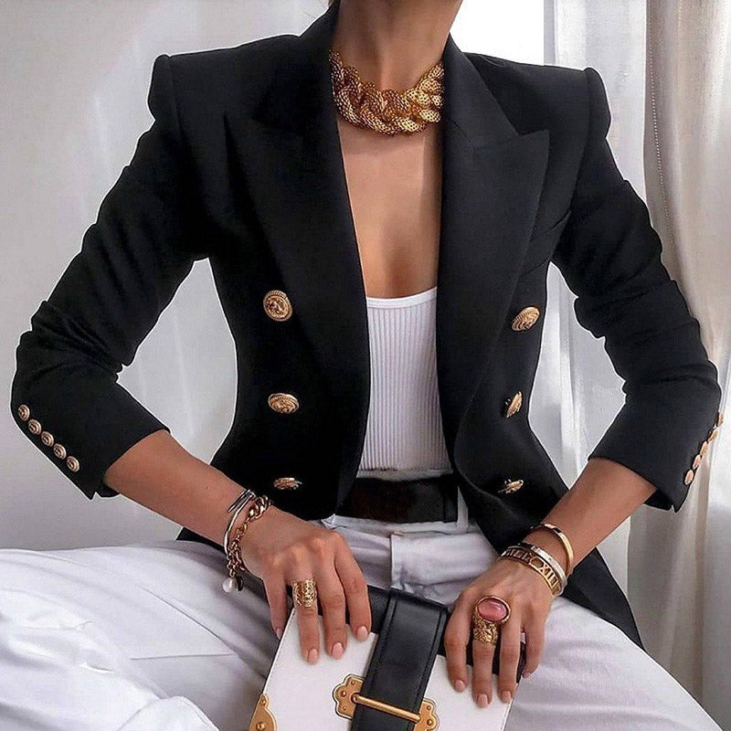 Double-Breasted Blazer with Buttons