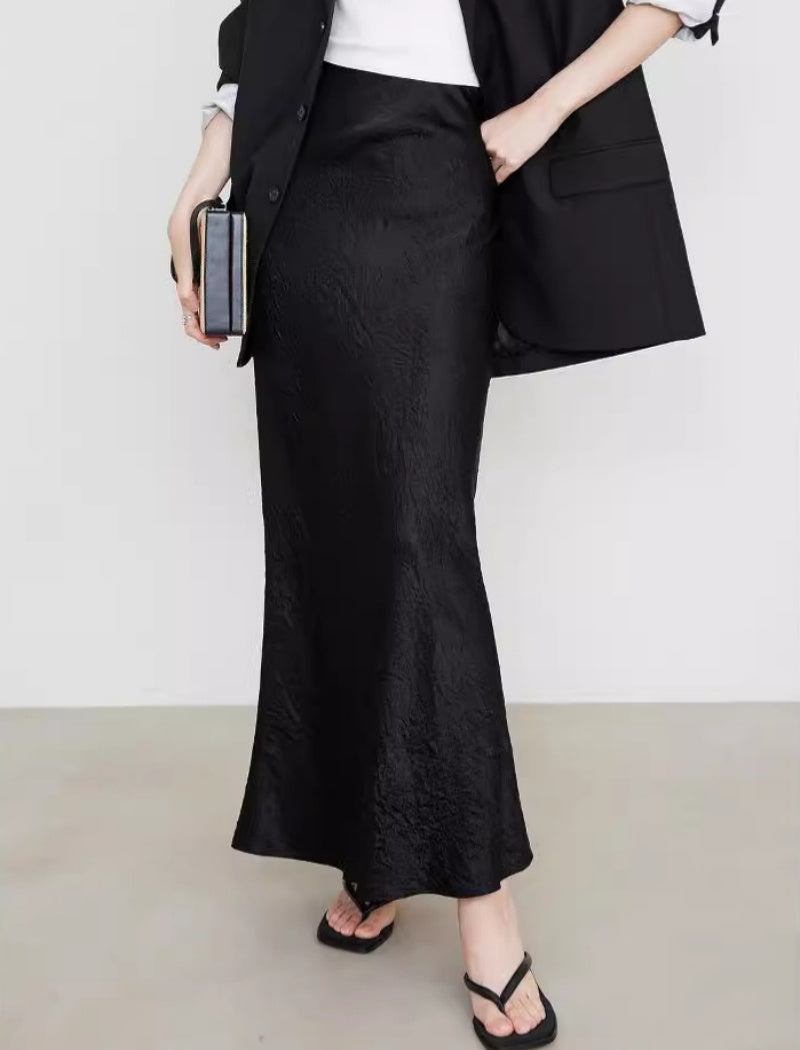 High-Rise Satin Maxi Skirt