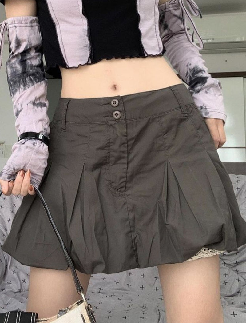 High-Waist Pleated Mini Skirt