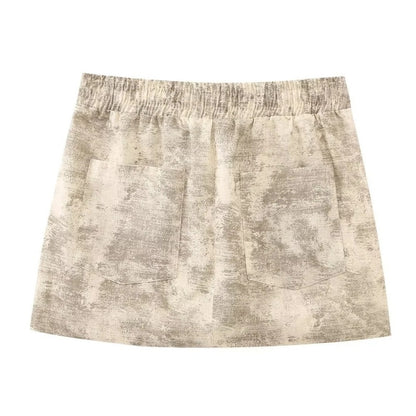 Drawstring Waist Textured Mini Skirt