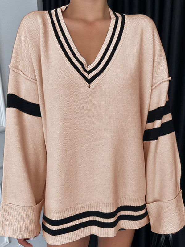 V-Neck Striped Sweater