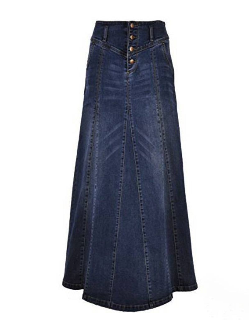 High-Waisted Pocketed Loose Buttoned Skirt