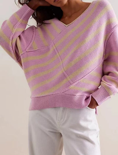 Striped V-neck Sweater